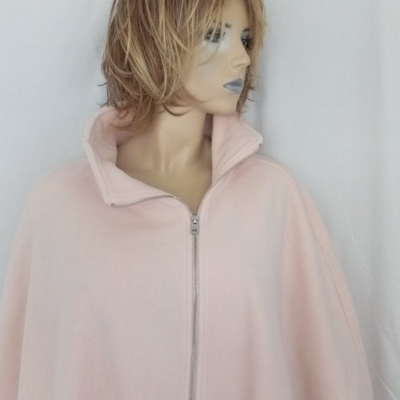 NWT $89 MARC NEW YORK Pink Full Front Zip Poncho Cape Sz M WARM! - Picture 5 of 9
